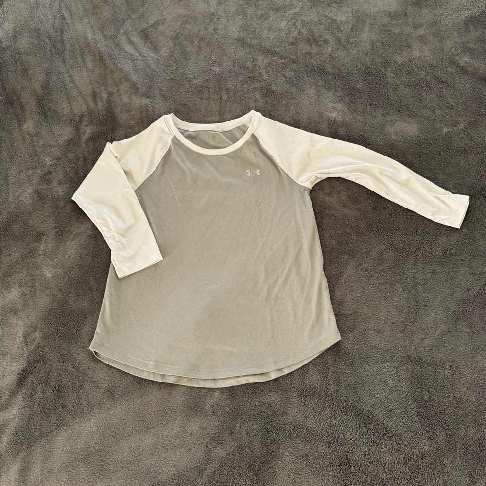 Under Armour S/M White/Grey Heat Gear 3/4 Sleeve Shirt